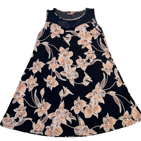 SJS Sleeveless Dress, Floral Print,‎ Stretchy, Blue, Size Medium - Picture 5 of 10